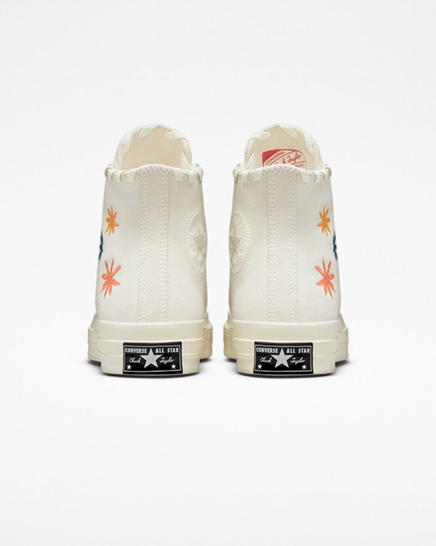 Women's Converse Chuck 70 Embroidered Florals High Top Shoes Beige / Beige White | AU 60389G